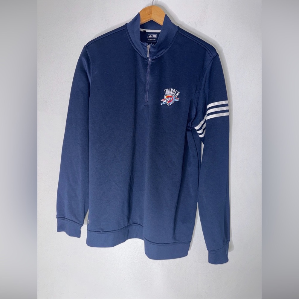 Adidas Climate large Mock 1/4‎ Zip Navy Blue OKC Oklahoma Thunder